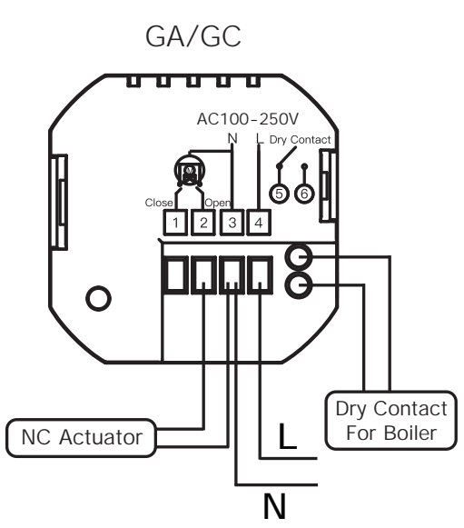 Câblage électrique du thermostat pour plancher chauffat électrique WiFi Moes WHT-S01-GC-XX-MS